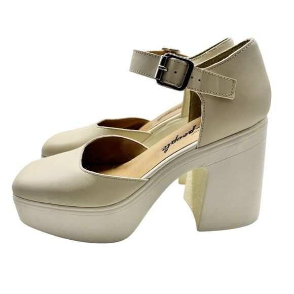 Free People Gwen Platform Mary Janes Moonlight White Chunky Heel Y2K Sz 40/9.5 - Picture 2 of 10